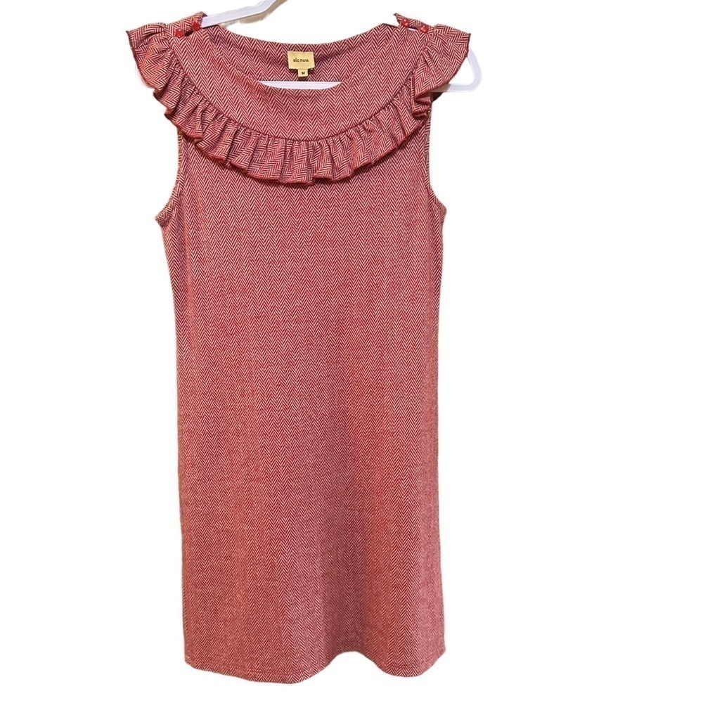 Ella Moss‎ Chic Summer Sleeveless Ruffle Dress Red Chevron Pattern Size Medium